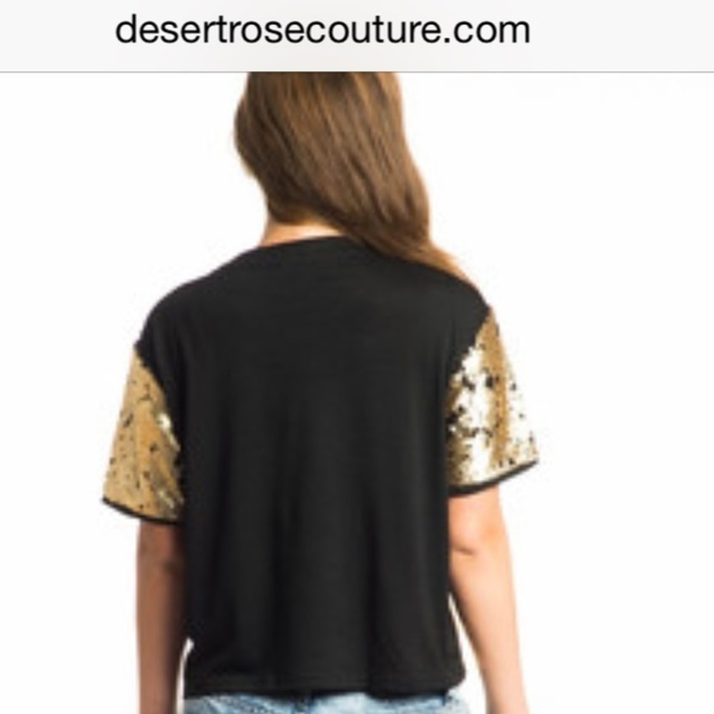 Sequin Gold and Black Bonjour French Top - Picture 4 of 5